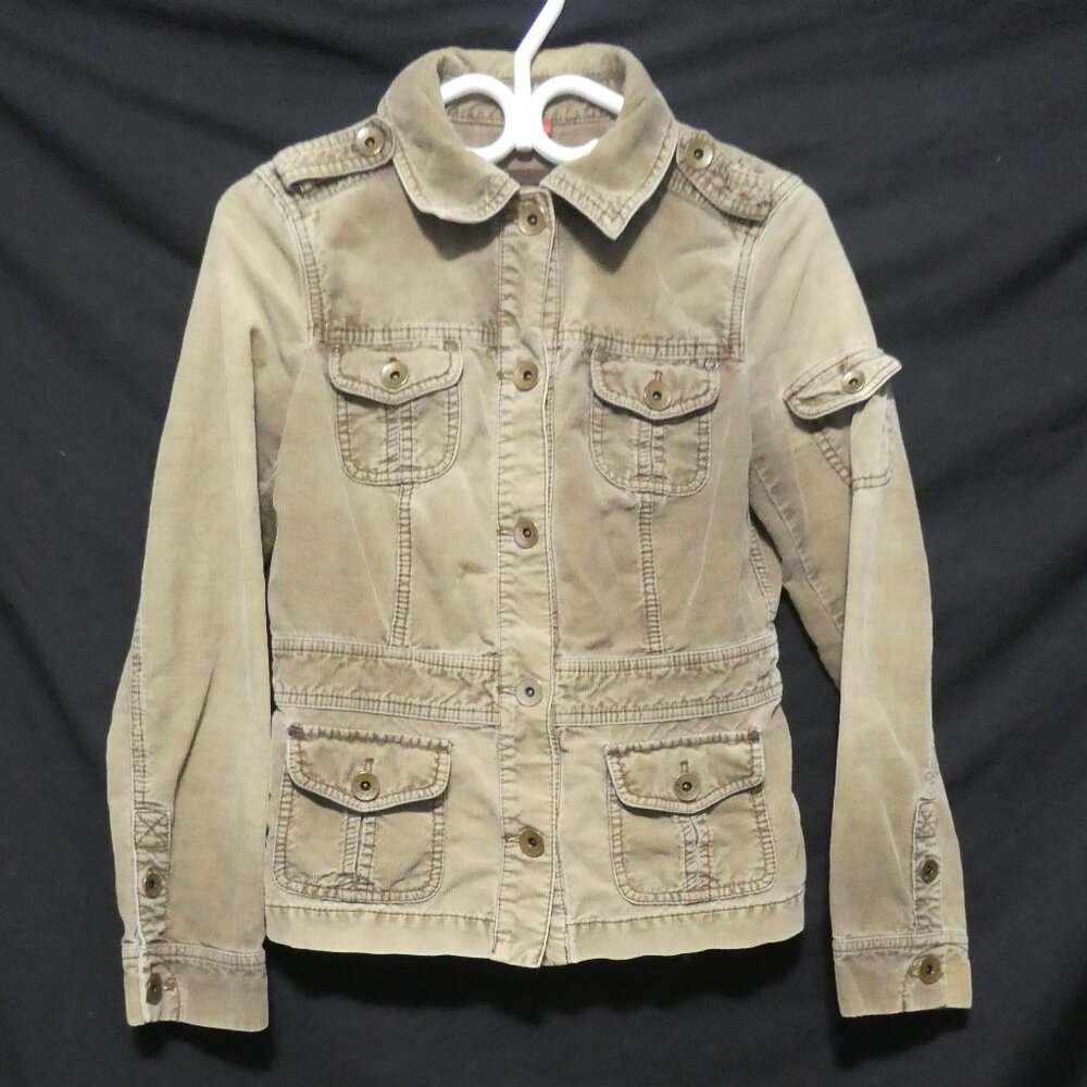 ESPRIT | small | Khaki Corduroy Jacket With Button Flap Pockets | EUC